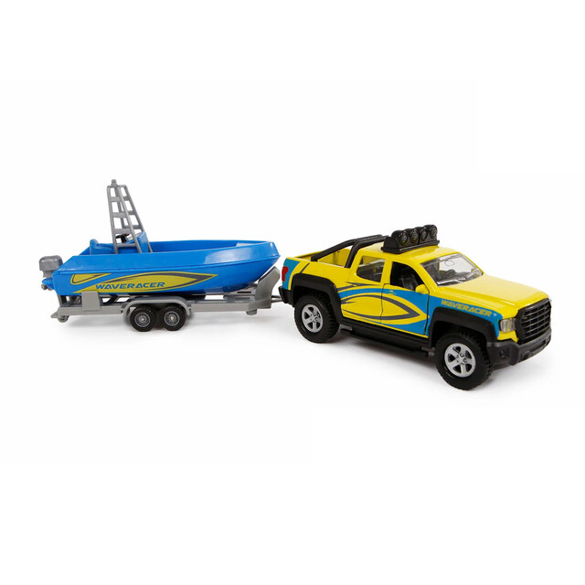 Product image 1 of Kids Globe 510217 - Terreinwagen met Trailer en Boot - 1:32